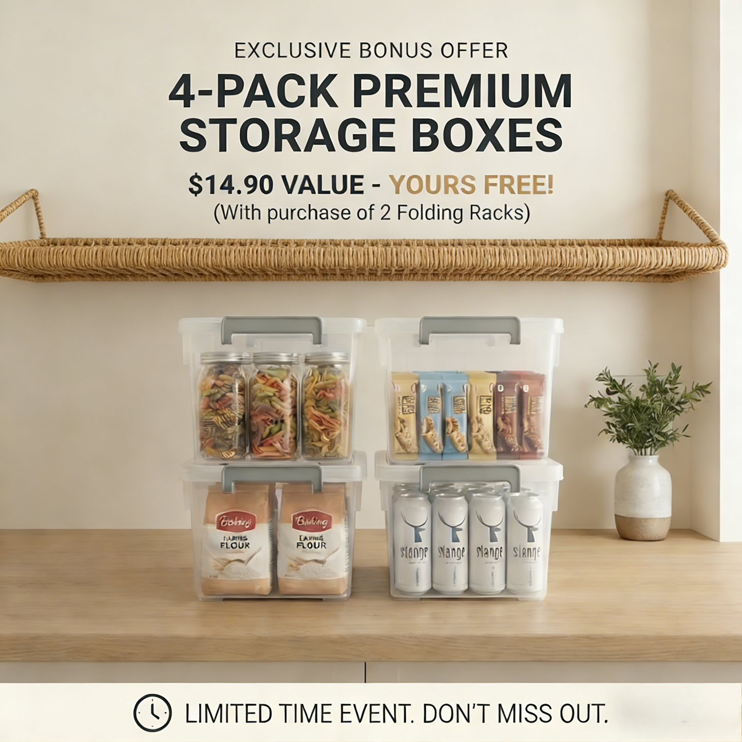 GREEN CRAFT Foldable 4-Tier Heavy-Duty Rolling Storage Shelving Rack